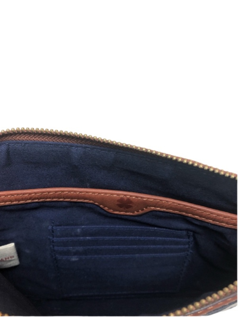 Lucky Brand Canvas Batik Tote Bag plus Zippered Wallet Pouch Leather Navy White - Picture 15 of 16